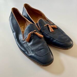 Vintage Gravati Neiman Marcus Navy Leather Tassel Loafers